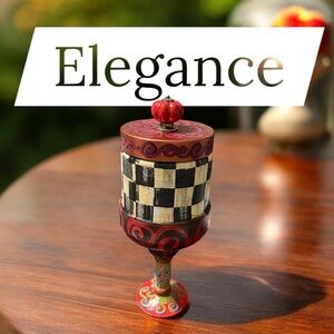 Colorful Checkered Decorative Trinket Jar, Mackenzie Child Inspired.